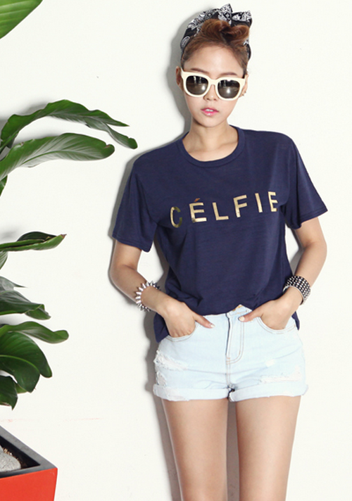 [Dabagirl] CÉLFIE Text Print T-Shirt | KSTYLICK - Latest Korean Fashion ...
