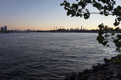 Sunset view of East River and Manhattan Skyline from Hunter's Point