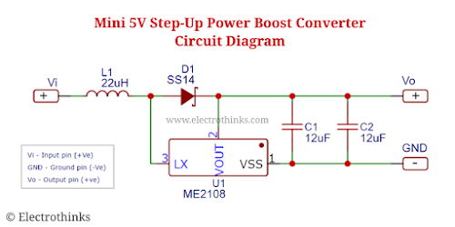 Mini 5V Step-Up Power boost converter module - Circuit diagram