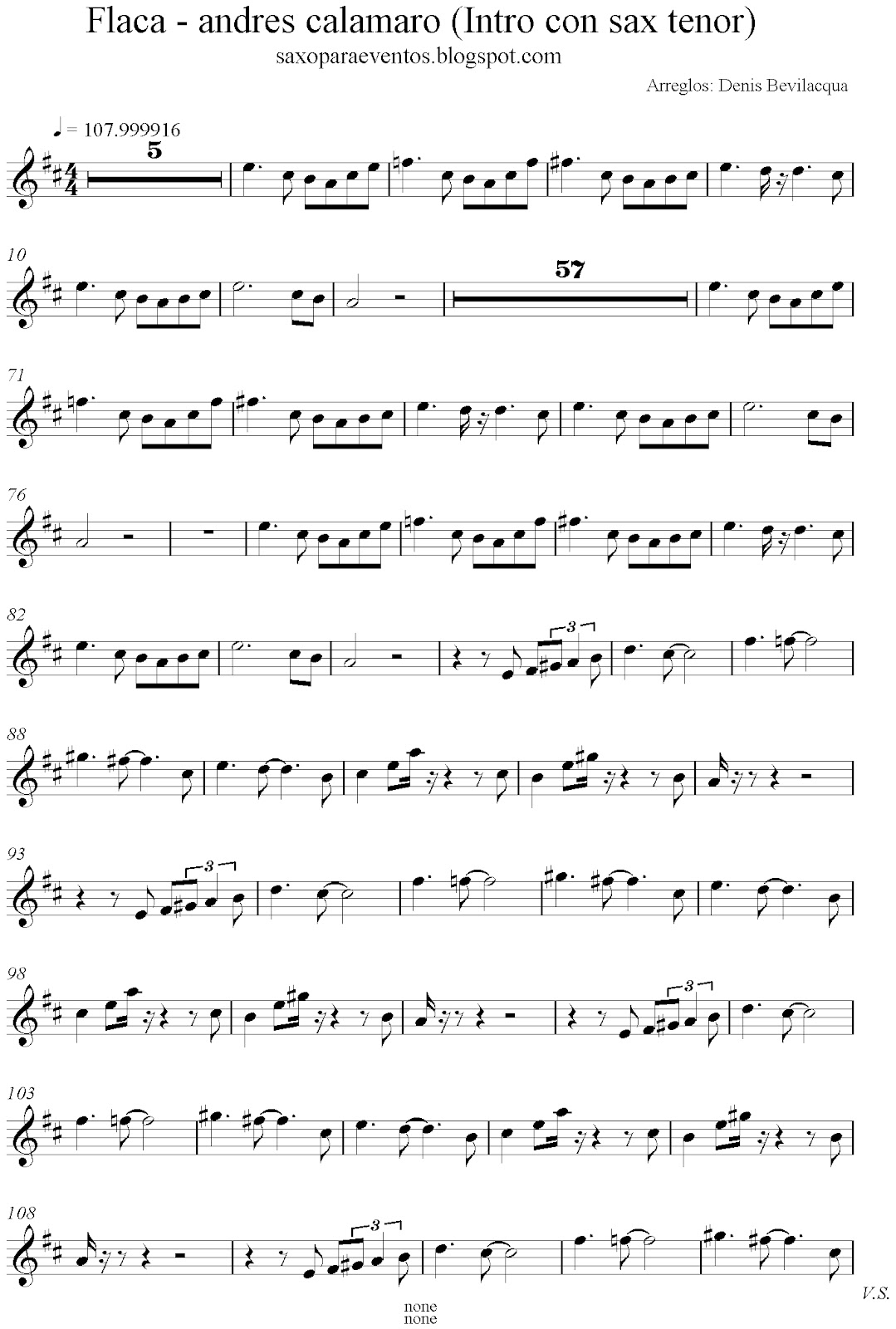 Acercarse repentinamente el fin Partitura gratis de "Flaca" de Andres Calamaro - Partituras y pistas para  saxo | Sheet music and Play Along for sax