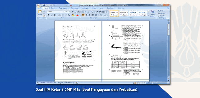 Soal Ipa Kelas 9 Smp Mts Soal Pengayaan Dan Perbaikan Drivedocx