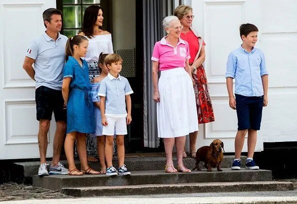 Queen Margrethe, Prince Frederik, Princess Mary, Prince Christian, Princess Isabella, Vincent, Princess Josephine and Queen Anne Marie