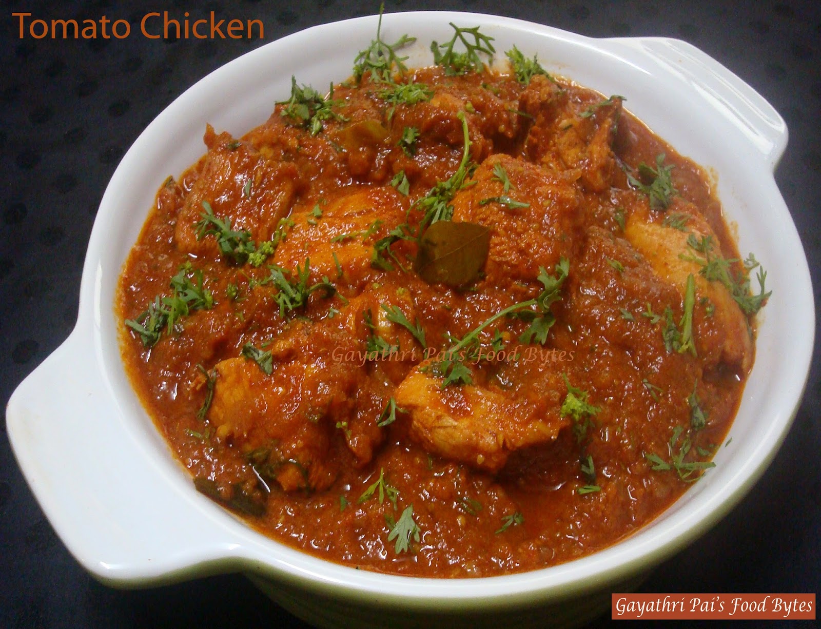 Gayathri Pai's Food Bytes Tomato Chicken Curry with Panpolo (Neer Dosa).