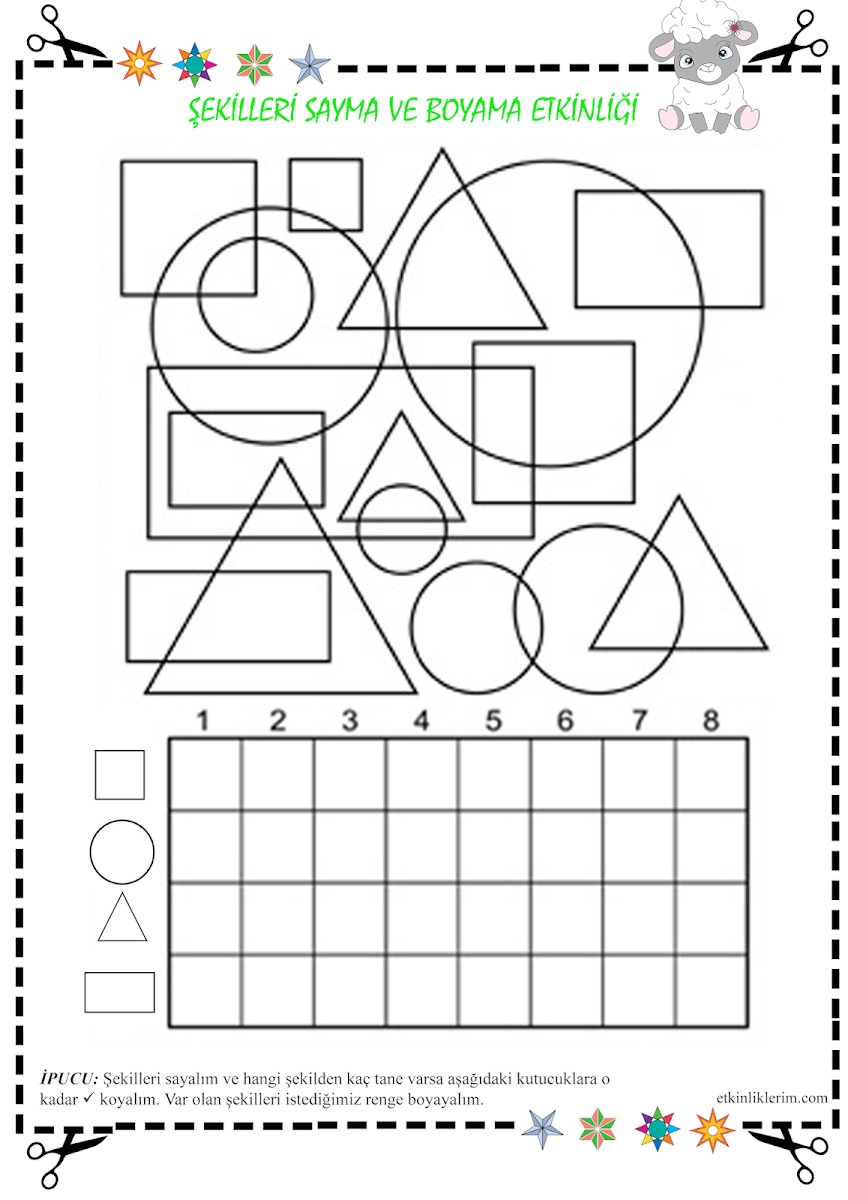 Şekilleri Sayma ve Boyama Etkinliği – 5