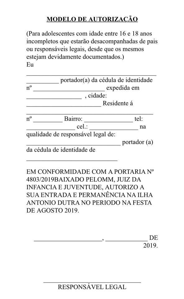 Autorização Para Menor Ir Em Festa DIVULGADA PORTARIA SOBRE PERMANÊNCIA DE MENORES DE 18 ANOS NO RECINTO