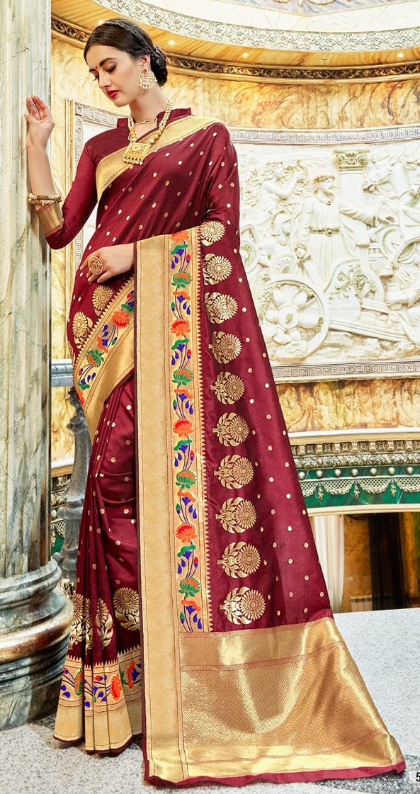 Pure Banarasi Silk Saree Design with Blouse in Nepal Saree Shopping