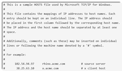 Reimposta file host