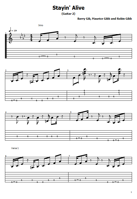 Stayin' Alive Tabs Bee Gees - How To Play Stayin' Alive, Bee Gees On Guitar Free Tabs & Free Sheet Music. Bee Gees - Stayin' Alive / Chords / Songs/ Melody / Lead