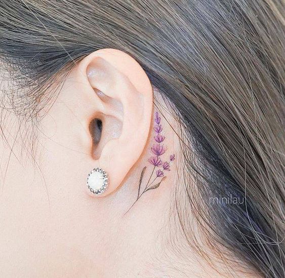 Flower Tattoo small designs back to ear