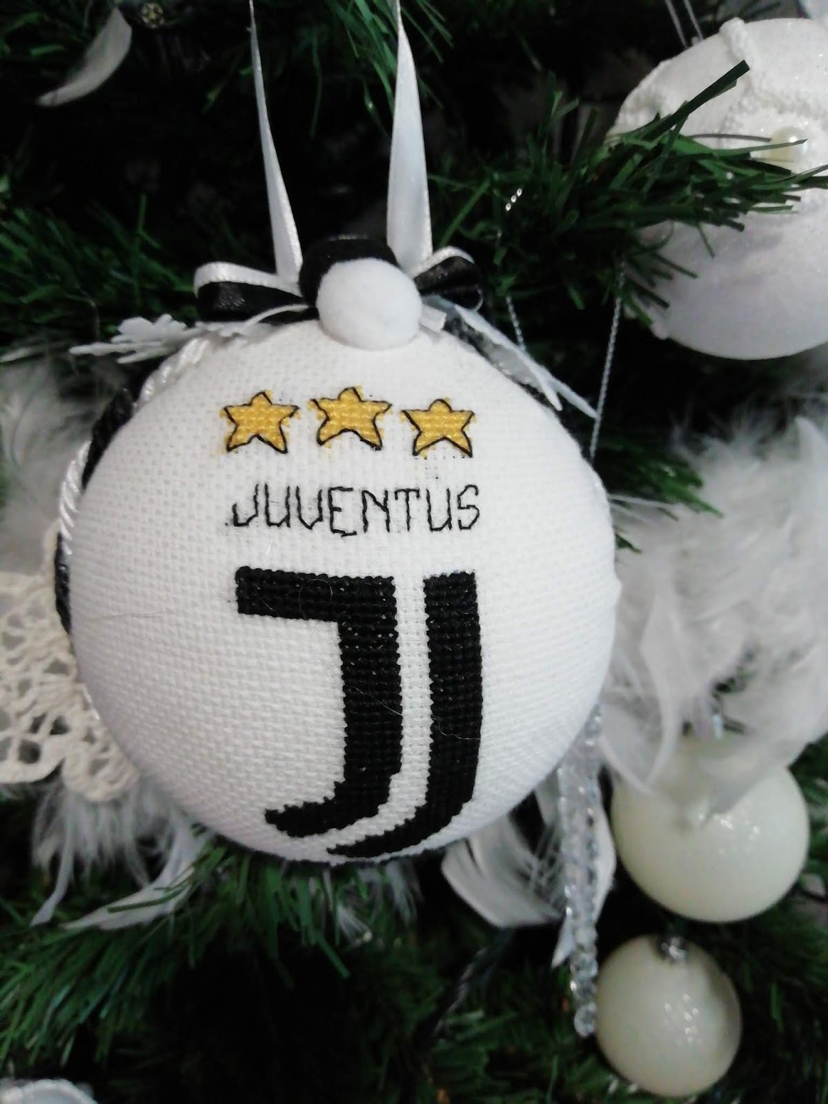 Decorazioni Natalizie Juventus.Palline Ricamate A Mano Natale 2018