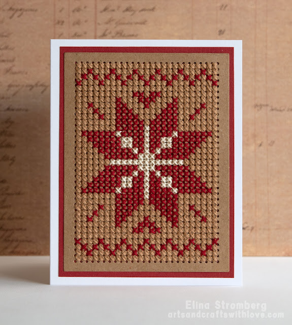 Cross-stitch Christmas cards in Scandinavian style