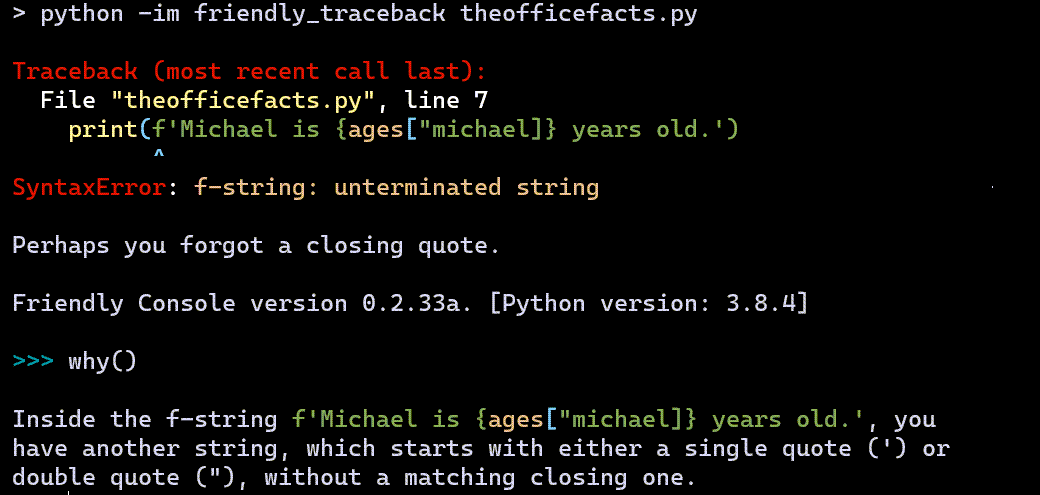 Only Python: Friendly-traceback: testing with Real Python