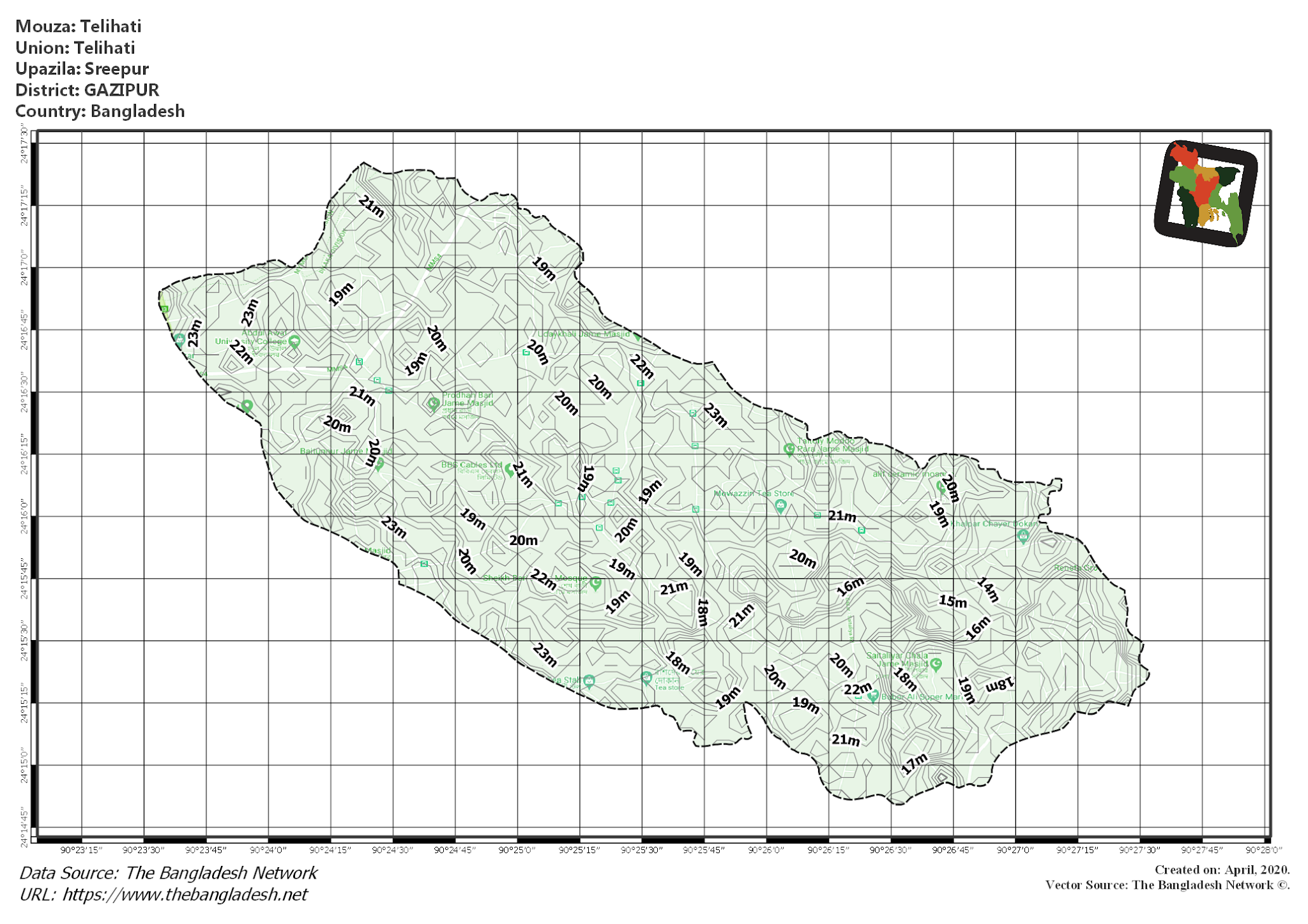 Map of Telihati Mouza of Sreepur Upazila, GAZIPUR Map of Telihati Mouza of Sreepur Upazila, GAZIPUR, Bangladesh.