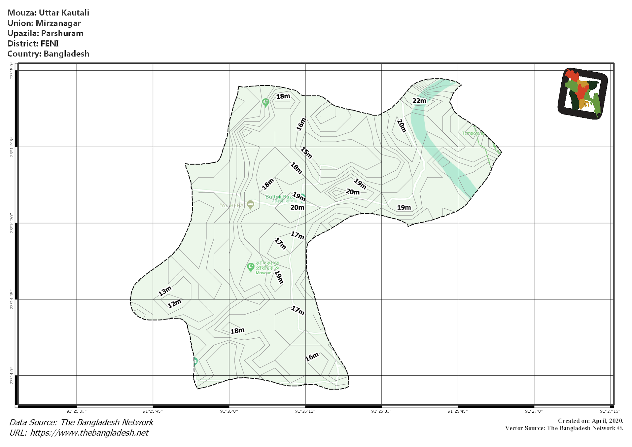 Map of Uttar Kautali Mouza of Parshuram Upazila, FENI Map of Uttar Kautali Mouza of Parshuram Upazila, FENI, Bangladesh.