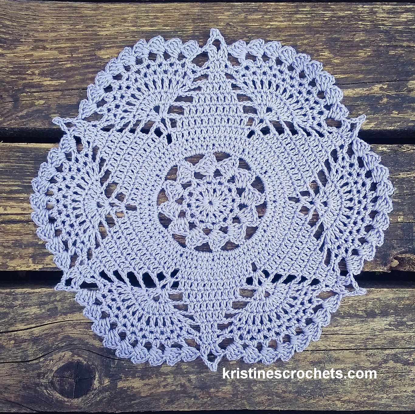 KristinesCrochets Sunset Flower Doily Free Crochet Pattern