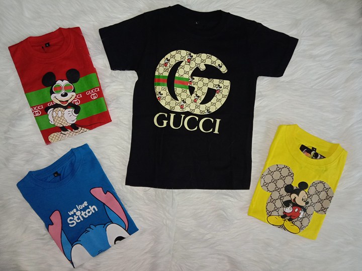 Kaos Anak Gucci /Distro 1-8 Tahun Warna Hitam Bahan Katun