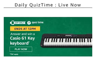 Amazon Quiz Answer 21 February 2020 - Casio 61 Key Keyboard