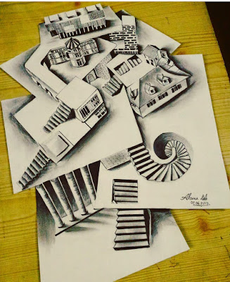 3D ARCHITECTURE DRAWING IN A SINGLE PAPER PENCIL SKETCH