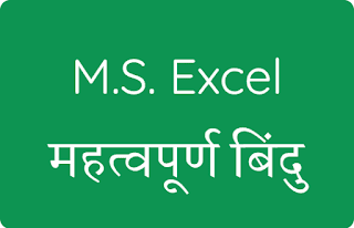 M.S. Excel Important Points In Hindi