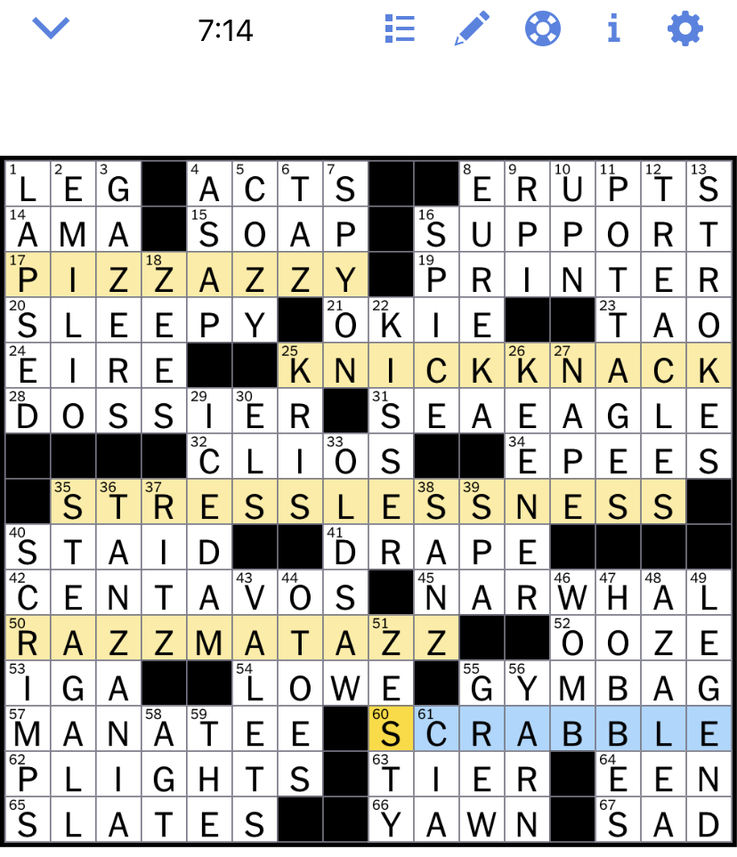 end of a trip nyt crossword