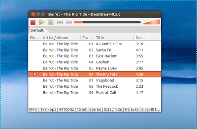 DeaDBeef Music Player For Linux Main Window