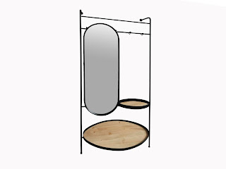 Bengalero forja madera con perchero y espejo