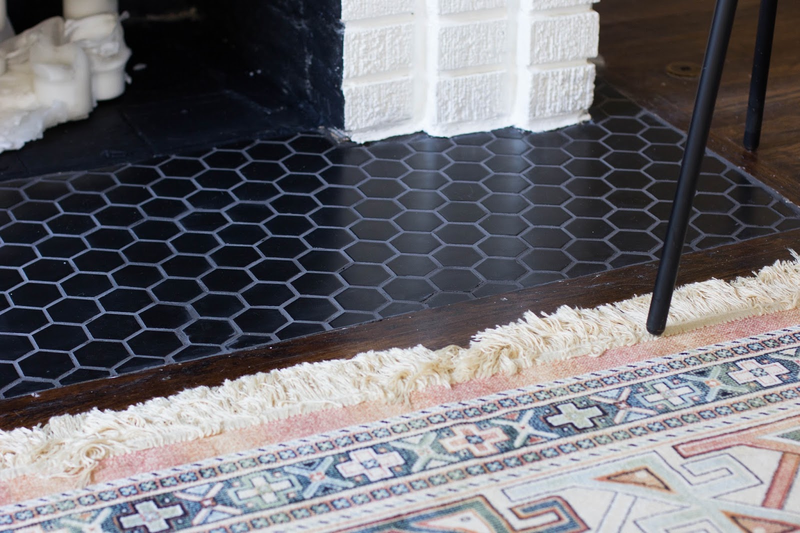 Always Rooney A Diy Fireplace Makeover With Hexagon Tile