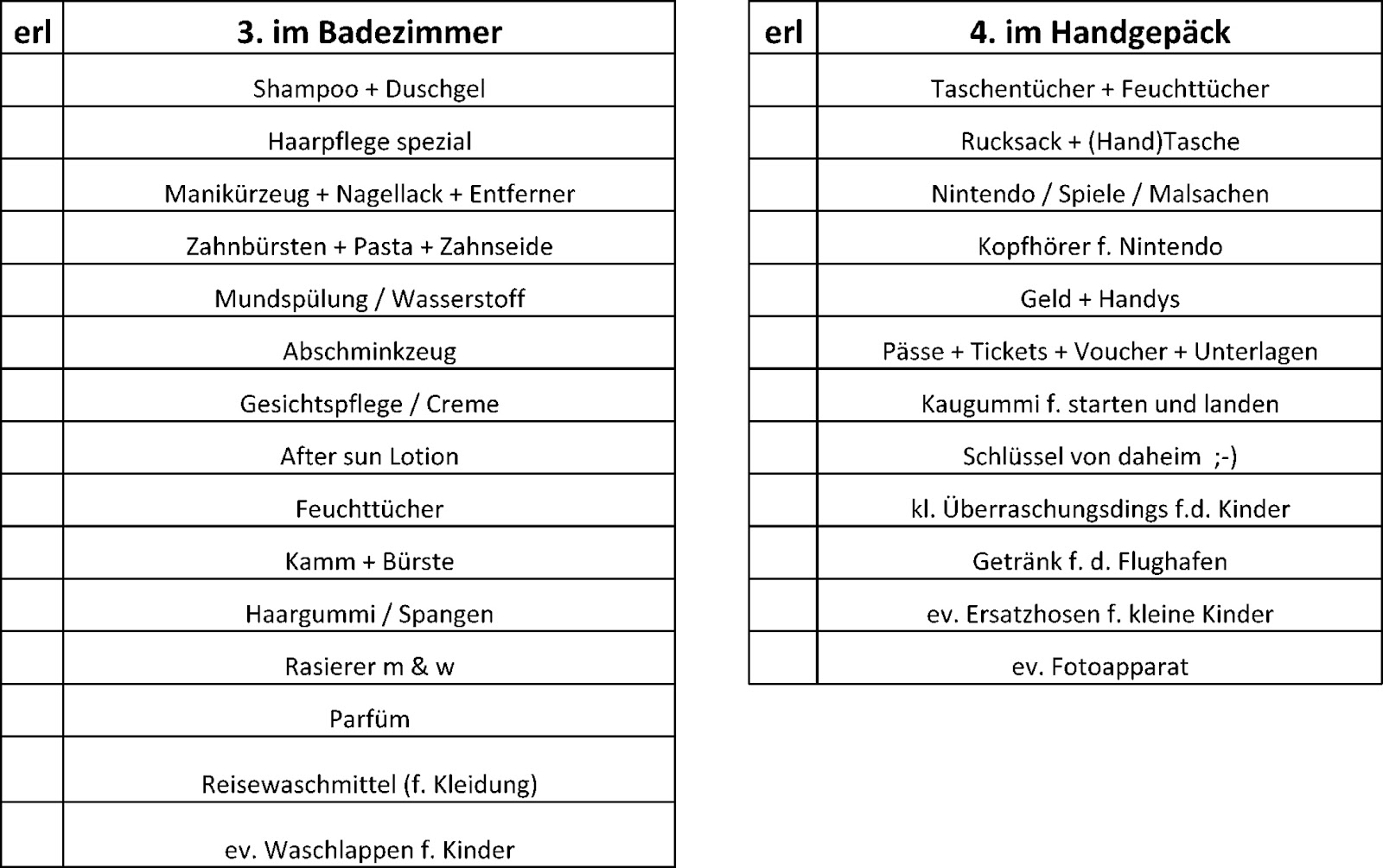 Free Download Packliste