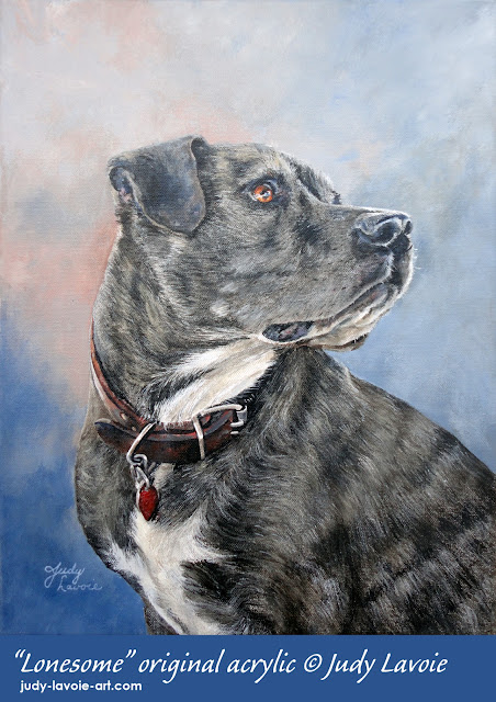 Commissioned portrait of dog Lonesome by Judy Lavoie