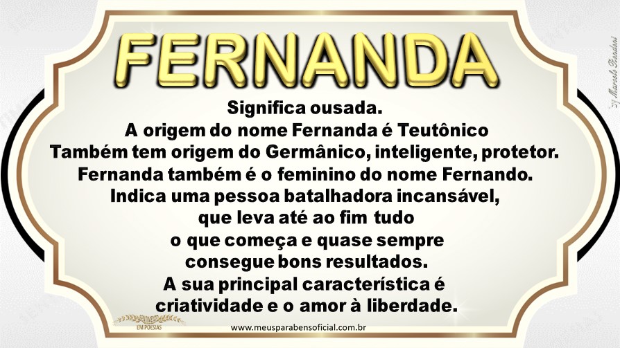 Significado Do Nome Fernanda Origem Numerologia Nomes Que Combinam