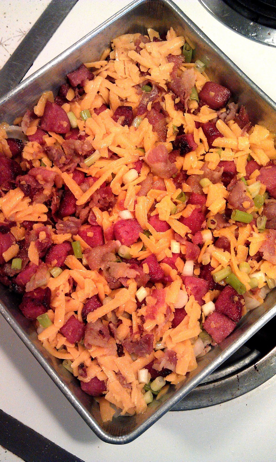 Beth's ≈Mostly≈ Healthy Kitchen Bacon, Sausage and Potato Frittata Squares