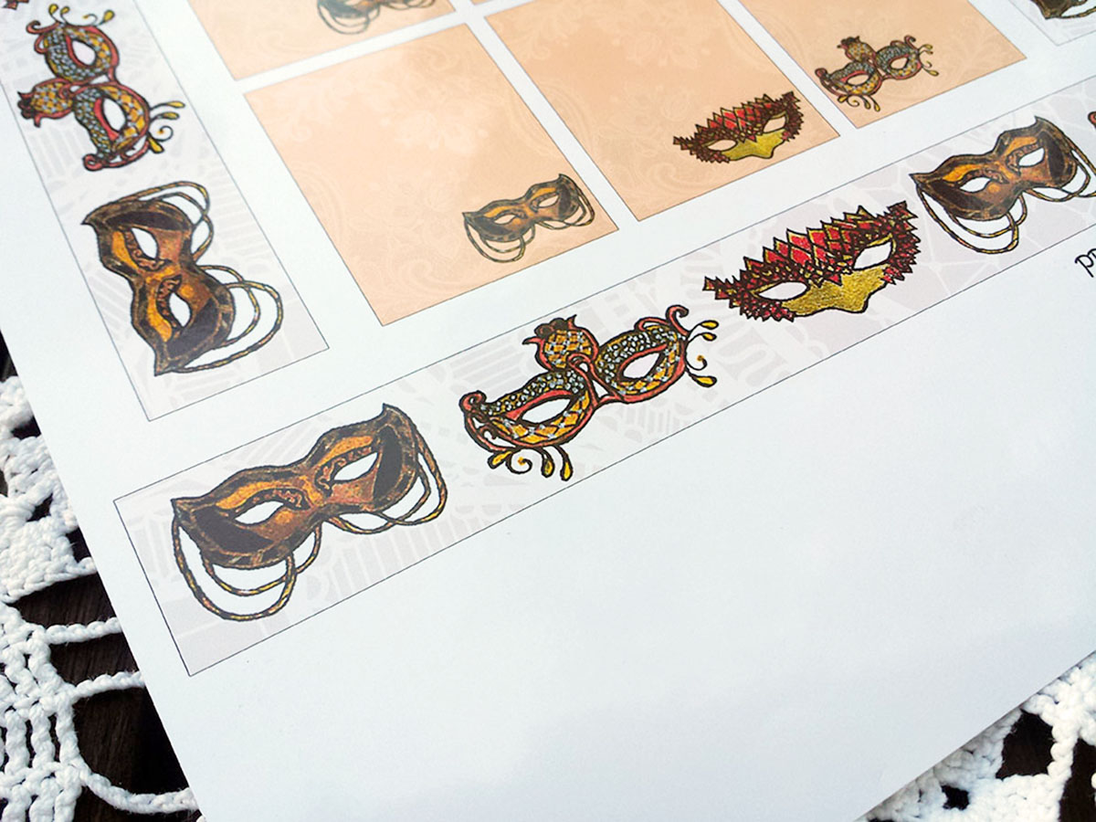 PB and J Studio: HALLOWEEN Masquerade Masks 2015 Printables Series GOLD