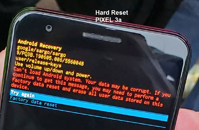 hard reset pixel 3a