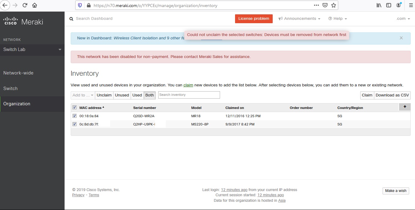 My Network Lab Remove and Unclaim a Device in Meraki Cloud Dashboard