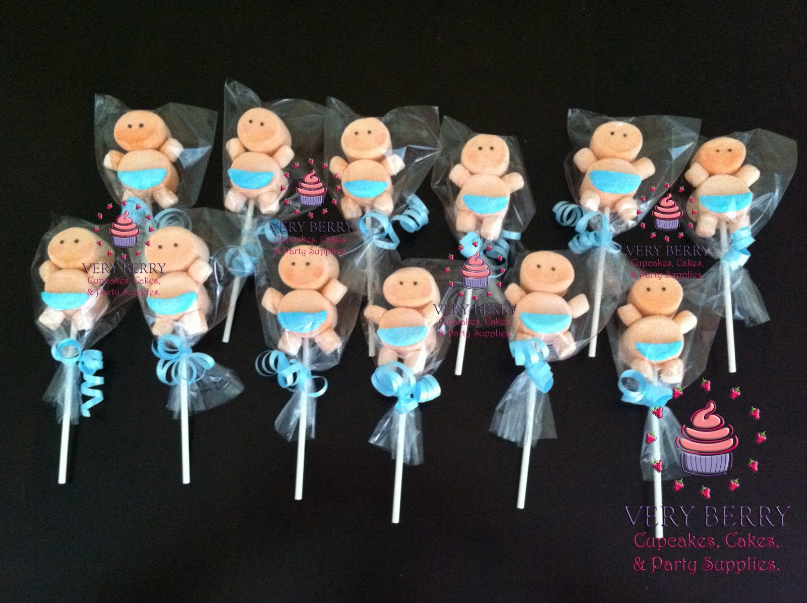 Veryberry Cupcakes BOY BABY SHOWER MARSHMALLOW POP FAVORS