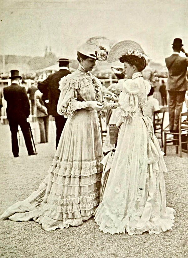 Vintage Photo. Two Edwardian Era friends meet at an outdoor event. Manners, A Word to Women by Mrs. C. E. Humphry, 1898. marchmatron.com Vintage Photo. Two Edwardian Era friends meet at an outdoor event. Manners, A Word to Women by Mrs. C. E. Humphry, 1898. marchmatron.com