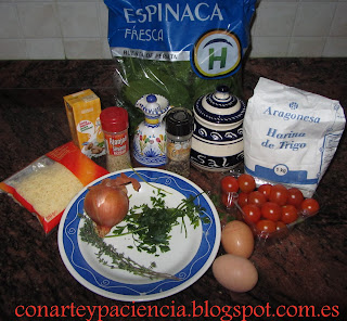 Clafoutis de tomates cherry con espinacas