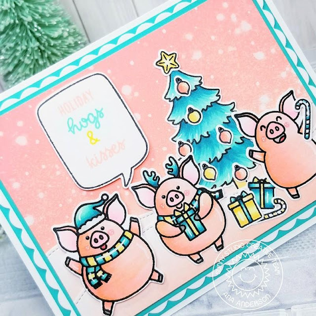 Sunny Studio Stamps: Hogs & Kisses Frilly Frame Dies Seasonal Trees Woodland Border Dies Santa Claus Lane Winter Themed Holiday Card by Ana Anderson Sunny Studio Stamps: Hogs & Kisses Frilly Frame Dies Seasonal Trees Woodland Border Dies Santa Claus Lane Winter Themed Holiday Card by Ana Anderson