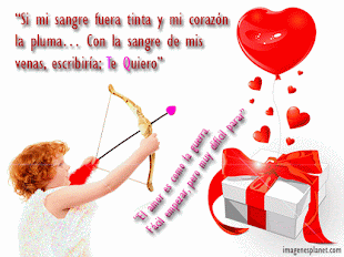 Regalo con frases romanticas de amor con corazon flachado