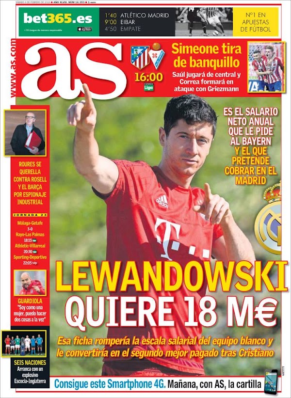 Real Madrid, AS: "Lewandowski quiere 18 millones de euros"