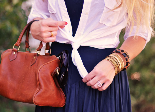 80s maxi dress with tied up blouse