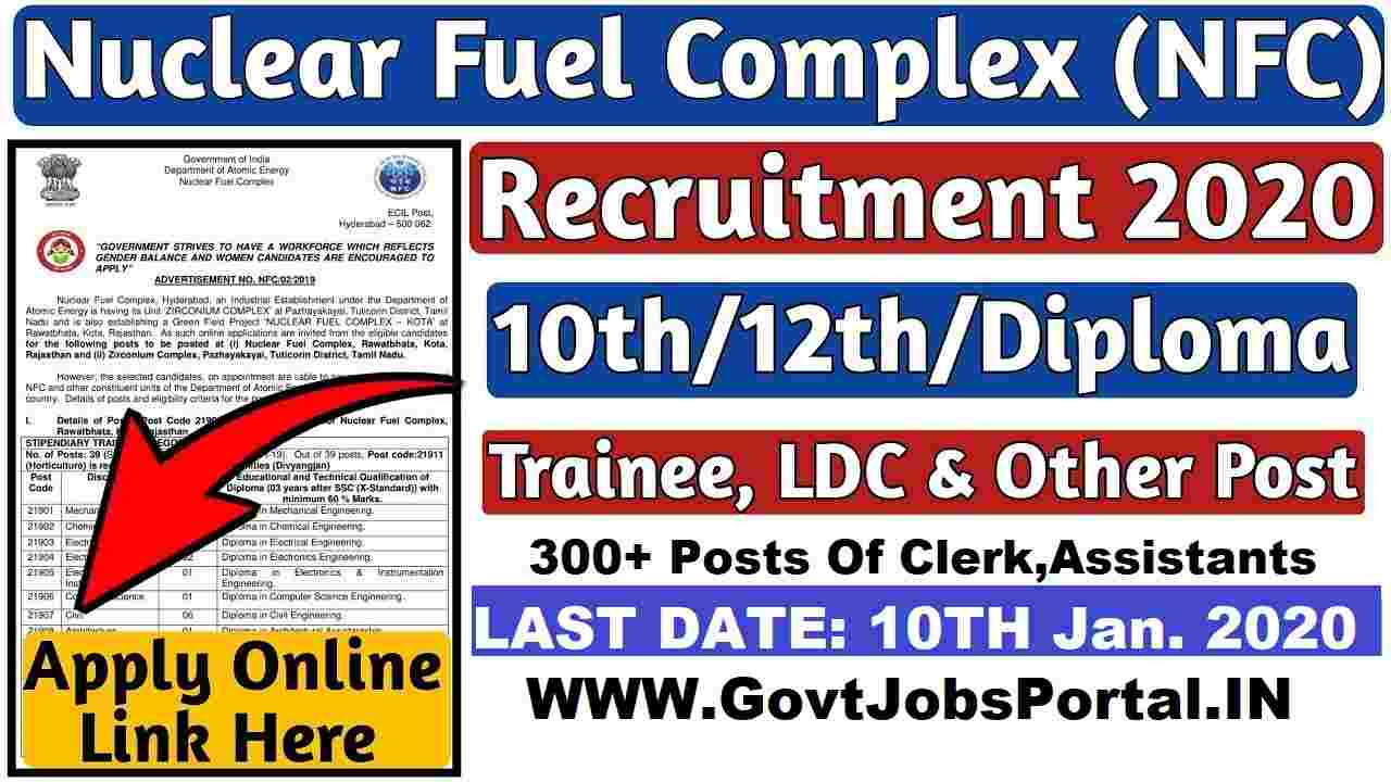Nuclear Fuel Complex India Recruitment 2020 Govt Jobs for 250
