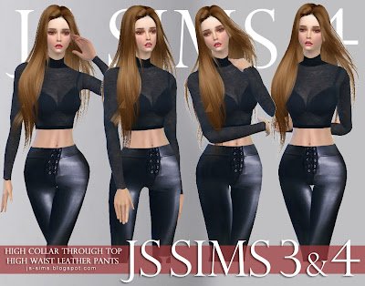 My Sims 4 Blog: High Collar See Through Top and High Waist Leather ...