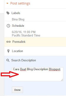 Cara Buat Blog Description Blogspot