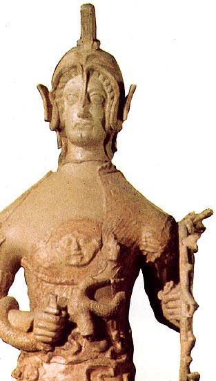 Minerva: Very Early Roman Terracotta Statue of Minerva/Athena