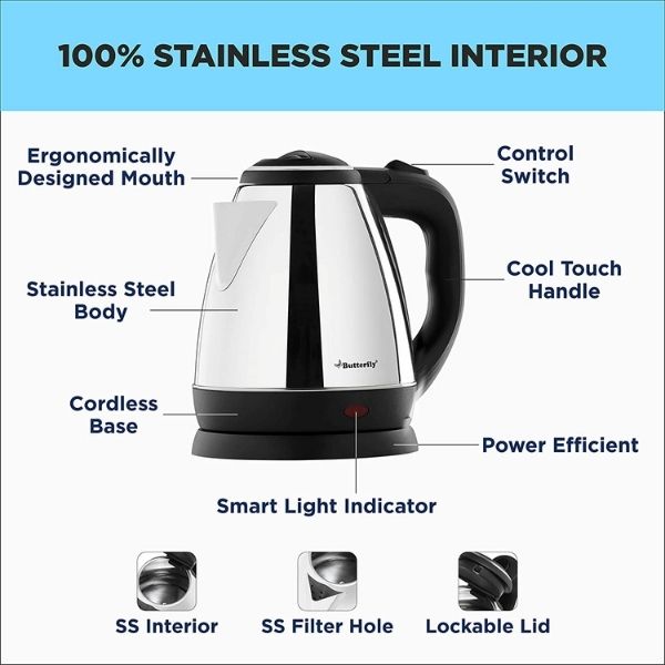 Butterfly electric kettle for tea and coffee
