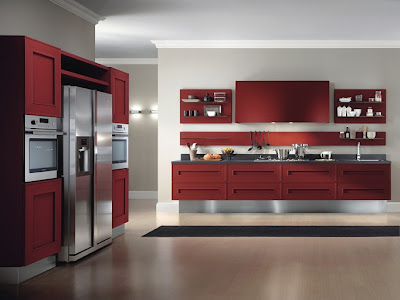 Daring Kitchen Cabinets For Warm Interior Design Dramatic Red Melograno Kitchen Design