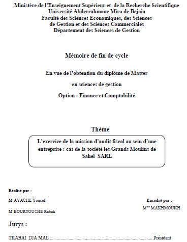 proposition de theme de memoire en audit et controle de gestion