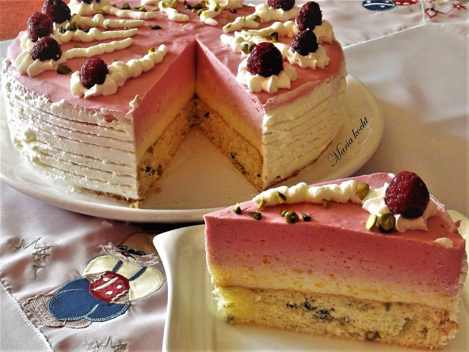 Maria kocht: Pfirsich-Melba-Torte / Barackos-málnás torta
