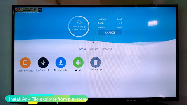 open any file explorer cx file explorer in mi android tv